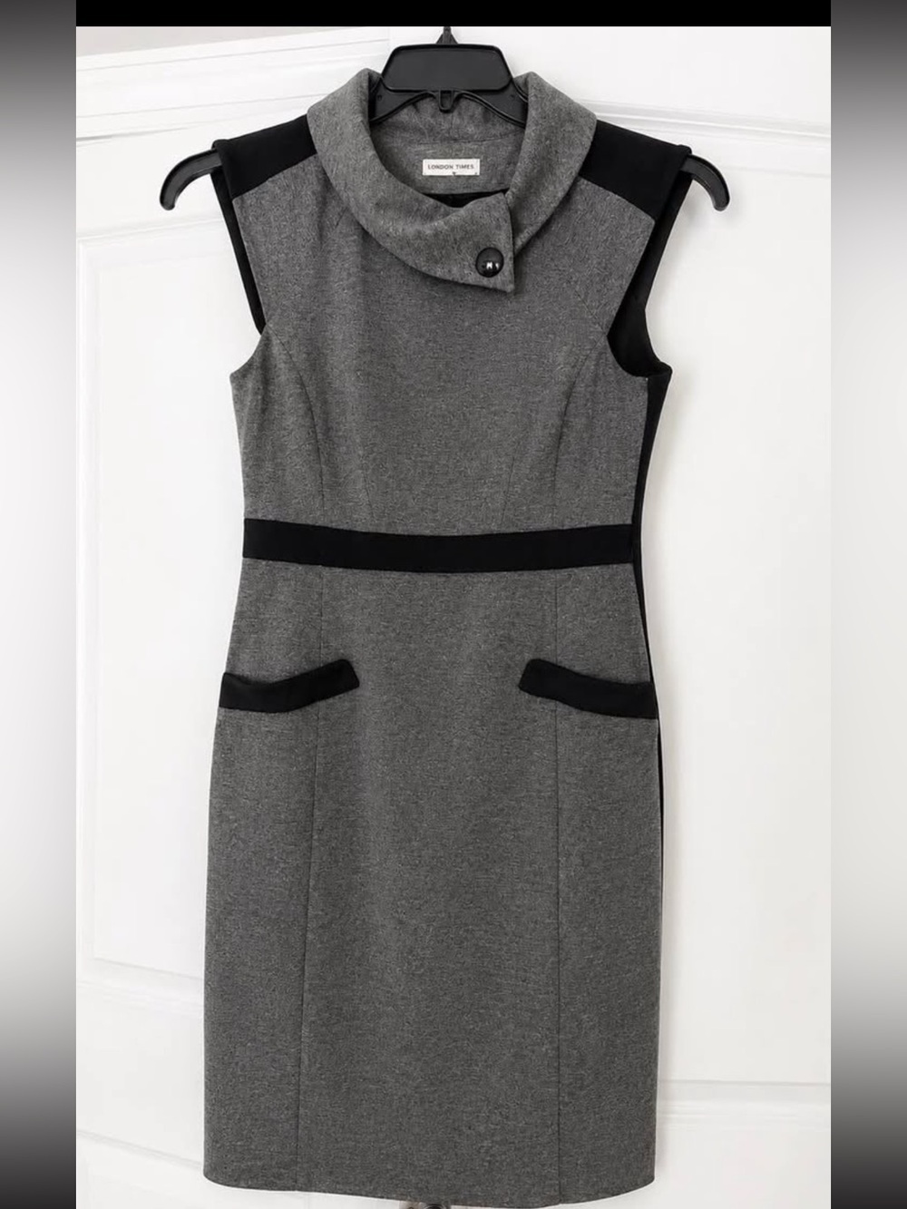 London Times Gray & Black Sheath Dress